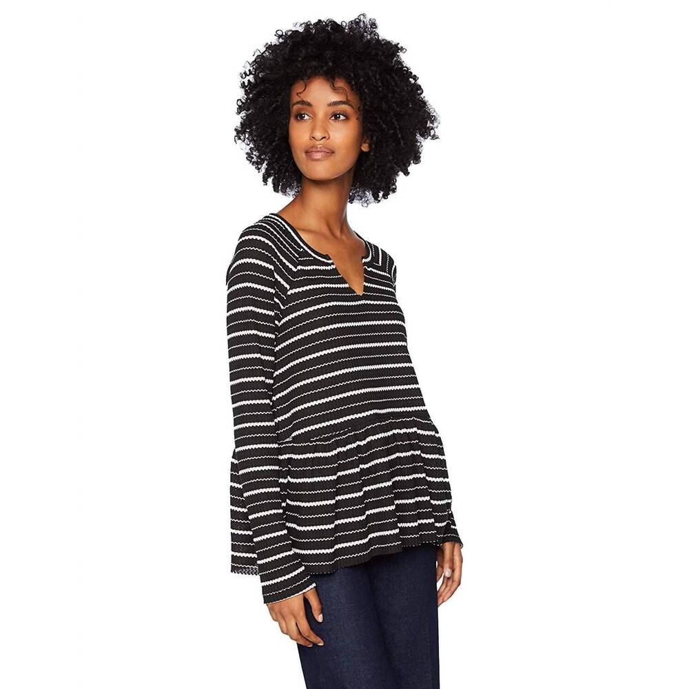 NEW WILLIAM RAST gryphon striped peplum top in black